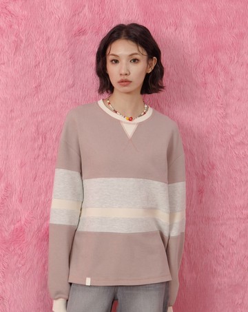 層次拼色落肩大學T(兩色)