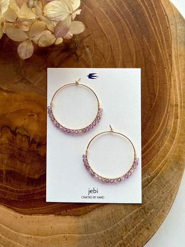 浪漫紫 / 紫水晶圓圈耳環