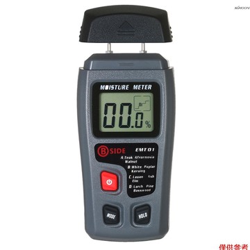木材溼度計 四種模式便攜針式木材溼度測量器 MT-10（帶9V 6F22電池）