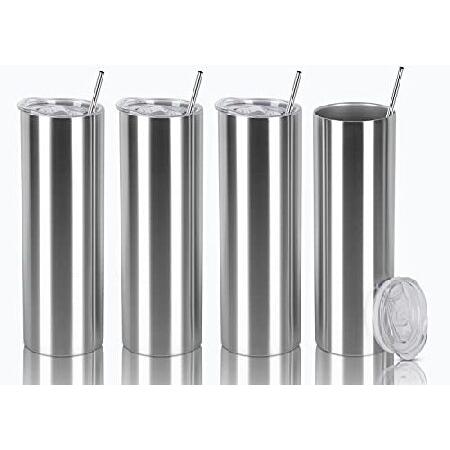 30 Oz Straight Skinny Tumbler Set, Stainless Steel Slim Skinny Travel Tumbler Bulk, Birthday Diy Gift For Women Friends Sisters, Pack, Silver