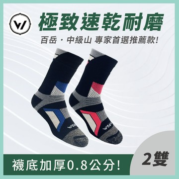 【純銀纖維】極致速乾美麗諾羊毛登山襪  -2入組