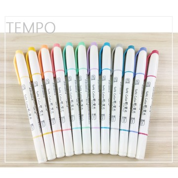 節奏 tempo h-1510 輕色系雙頭螢光筆 (1入6支) 劃記筆 4mm/1mm 雙頭