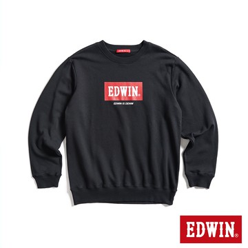 EDWIN 男款 人氣復刻 BOX LOGO厚長袖T恤(黑色)