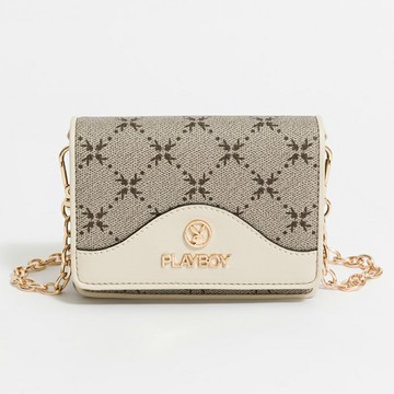 PLAYBOY - 卡片零錢包附長鏈帶 L'élégance系列 - 卡其色