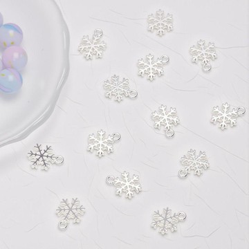 ⚡臺灣出貨⚡亮銀小雪花吊墜耳環項鍊手鍊吊墜掛件DIY手工手作飾品配件材料