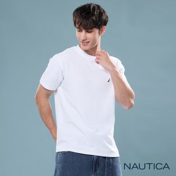 Nautica 官方旗艦 男裝 吸濕排汗休閒短袖T恤-白色