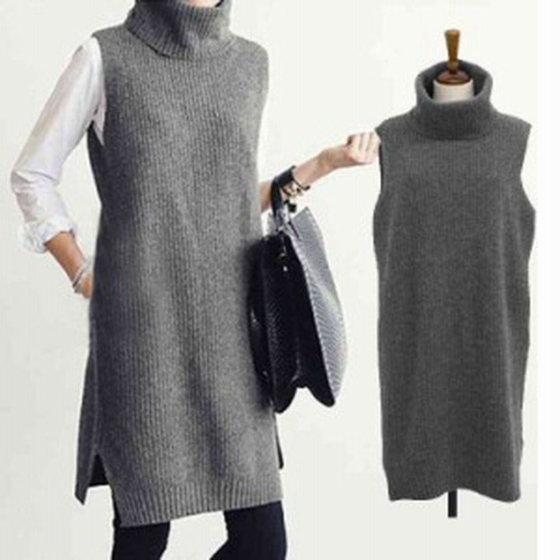 タートルネック ロング ベスト ワンピース 大きいサイズ レディース ニット セーター トップス きれいめ 上品 マタニティ 2 通販 Lineポイント最大1 0 Get Lineショッピング