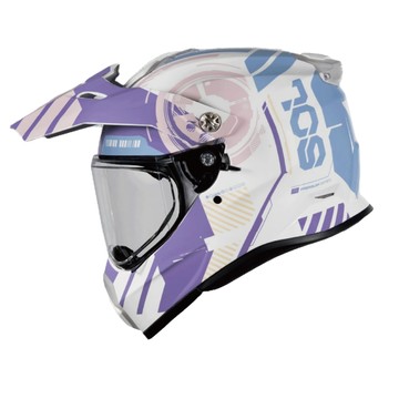 SOL 安全帽 SS-2P 彩繪 曙光 白紫 越野帽 全罩 內藏墨鏡  PC材質 齒排扣 安全帽 全罩