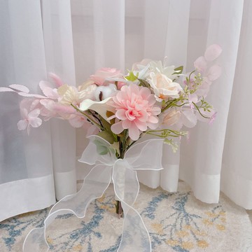 【結婚花球首選.限時優惠價】8吋歐式絲花花球 - 夢幻粉色系