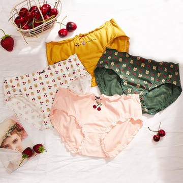 芬騰可安少女學生內褲女女士內褲女生三角褲純棉短褲可愛印花褲衩
