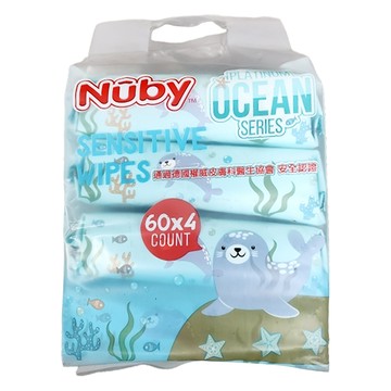 Nuby 海洋系列 極厚柔濕巾 60張  4包  1袋