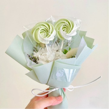 【傳遞幸福】湖水綠玫瑰馬林糖花束