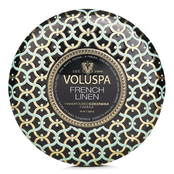 【Voluspa】3個燈芯裝飾錫芳香蠟燭 - French Linen