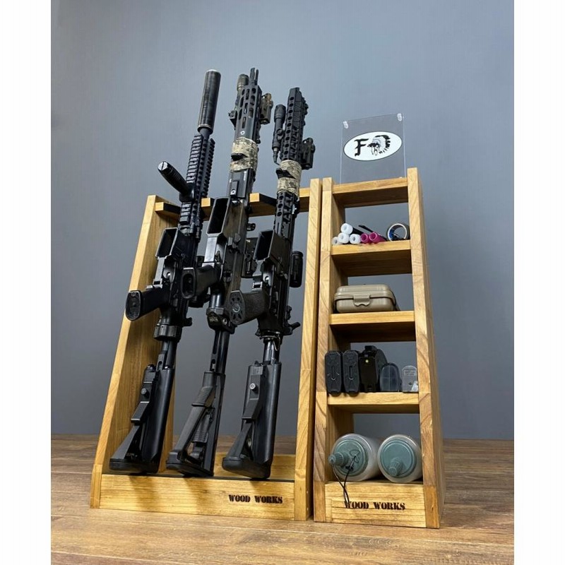 WOODWORKS ガンラック 3丁掛 (色：ライトブラウン) 木製 日本製