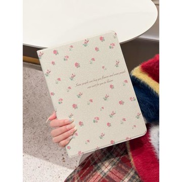 適用于ipadair5保護套2022新款平板殼ipad9/10蠶絲紋書本mini6全包防摔10.9寸清新碎花ipadpro2025版air6迷你