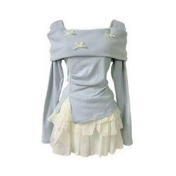 ♡ 𝑪𝒉𝒊𝒄 𝒖 ♡絕絕子新款女裝春夏季俏皮套裝一字肩上衣杏色半身短裙兩件套裝裙
