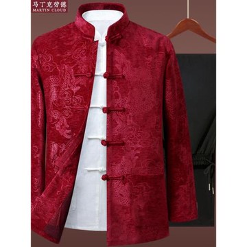 中老年上衣唐裝男春秋外套中式喜慶過壽老人壽星生日裝中國風男裝