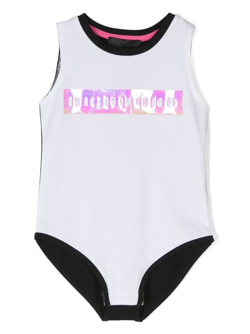 John Richmond Junior - holographic logo-print bodysuit - kids - Cotton - 6 yrs - White