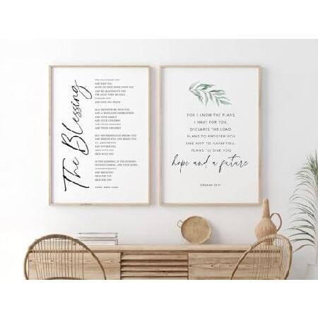 DOLUDO Scripture Quote Poster Set Of Prints Jeremiah 29:11 For I Know The Plans I Have For You Bible Verse Wall Art Botanical Canvas Painting For Ch