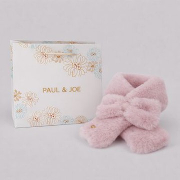PAUL & JOE 法式蝴蝶結仿皮草絨毛圍巾(粉紅色｜附品牌防塵袋與紙袋)