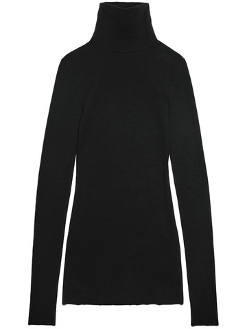 AMI Paris - high-neck knitted minidress - women - Elastane/Viscose/Lyocell/Wool - L - Black