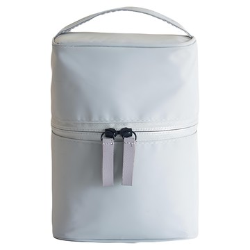 iSFun 可拆多隔收納化妝包 淺灰色 圓柱立體手提 附小袋可拆除  19 x 13 x 10cm  1個