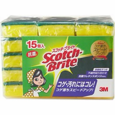 3M/スコッチ・ブライト 抗菌ウレタンスポンジたわし 15個/S-21KS15PC