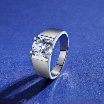 [米蘭精品] 莫桑鑽戒指925純銀銀飾-2克拉單鑽極簡光面聖誕節情人節生日禮物男飾品73yk71