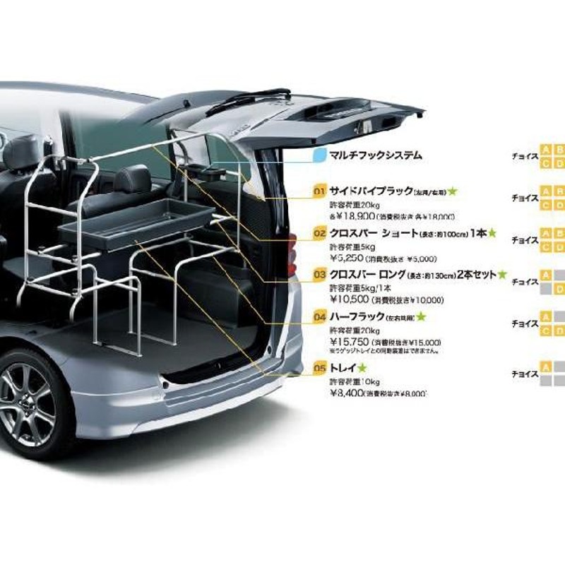 HONDA ホンダ FREED フリード 純正 サイドパイプラックシステム クロスバーショート 長さ：約100cm 1本 許容荷重5kg  2010.11〜2011.9 LINEショッピング