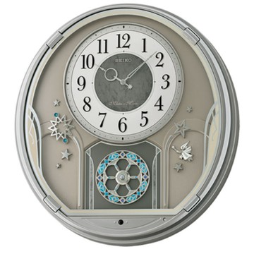seiko SK037 精工鐘 (QXM375S) 優雅工藝風歐洲旋轉面盤圓形音樂鐘/41.6*38.5*6.9 cm｜樂天領券現折★全館特惠中★指定刷卡回饋10%