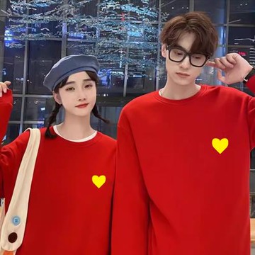 情侶裝紅色衛衣結婚訂婚宴冬季長袖正式上衣情侶款男女同款加厚潮
