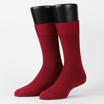 【FOOTER除臭襪】純色雙針刺繡紳士襪-男女款(Q53-暗紅)