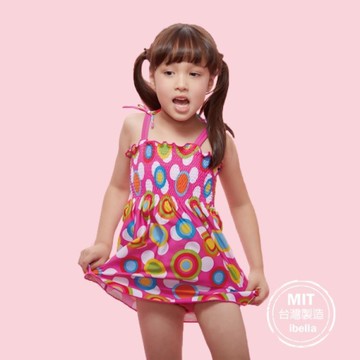 小女童杜邦萊卡圓點洋裝二件式泳衣泳褲泳裝現貨台灣製造【36-66-8H19801-19】ibella 艾貝拉