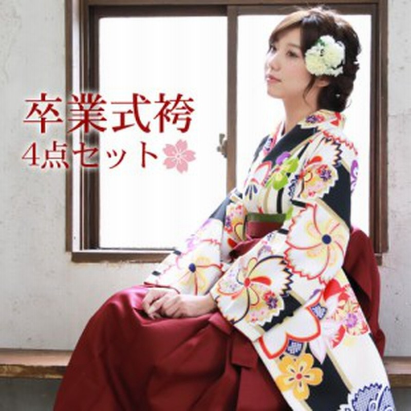 Zu 販売 卒業式 袴 4点セット 購入 女性 袴セット 卒業式袴セット 着物 袴 長襦袢 半巾帯 クリーム地に黒縞とレトロ撫子と桔梗 通販 Lineポイント最大1 0 Get Lineショッピング