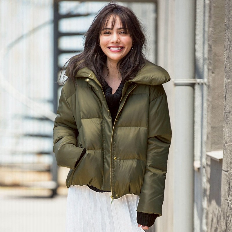 ジーラ Geera 着回し自在のショートダウンコート カーキ 通販 Lineポイント最大2 0 Get Lineショッピング
