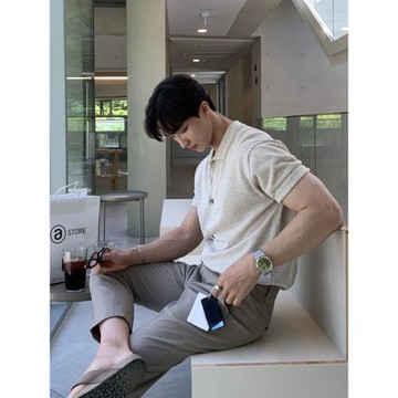 碧舍男士針織短袖POLO衫青年帥氣翻領T恤韓版夏季新款寬松上衣潮