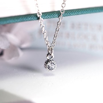 四月 誕生石項鍊 白色托帕石 單鑽設計 925純銀 天然石 生日禮物