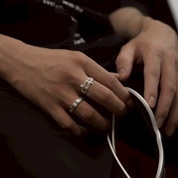 ☆LimeLight☆ 亮銀 十字星 簍空 賽博龐克 飾品 鈦鋼 戒指 男生戒指 女生戒指 ACC-B60008