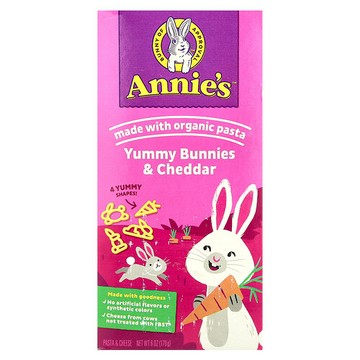 Annie's Homegrown, Bunny Pasta，兔子狀義大利面和美味切達乾酪，6 盎司（170 克）