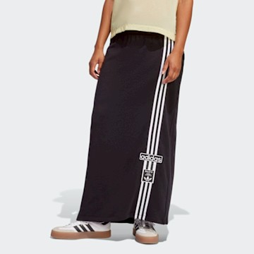 ADIDAS ORIGINALS 愛迪達 阿迪達斯 三葉草 復古風 毛圈布 女運動長裙-黑色 MAXI SKIRT-JC8538