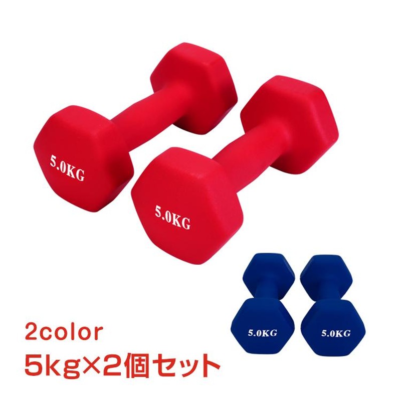 鉄アレー ダンベル 〔2kg×10本〕防滑 防傷 転がりにくい仕様