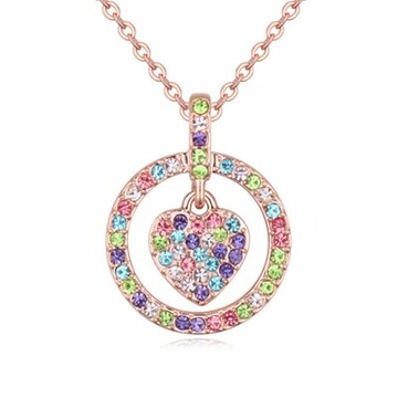 玫瑰金項鍊 純銀鑲鑽吊墜-閃亮繽紛時尚愛心情人節生日禮物女飾品4色73ju194【獨家進口】【米蘭精品】