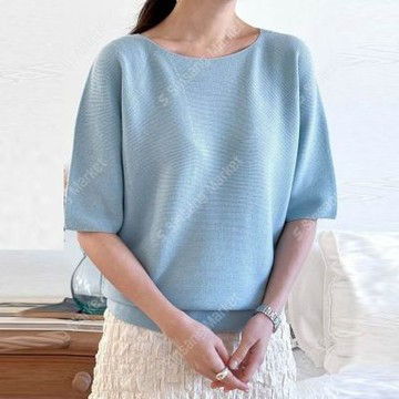 正韓女上衣 翡翠羊毛五分袖針織衫SOM1087-創翊韓都