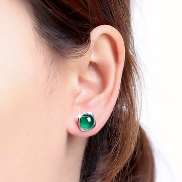 2021新款潮耳環圓珠耳釘女S925純銀男款夏季復古紅瑪瑙簡約氣質