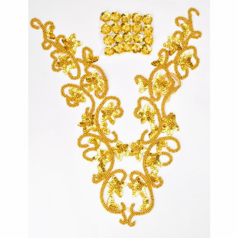 ゴールドロングフラワー スパンコールワッペン プチフラワー個付き バトン 新体操 フィギュア ダンス 衣装 手芸 ハンドメイド 手作り 通販 Lineポイント最大get Lineショッピング