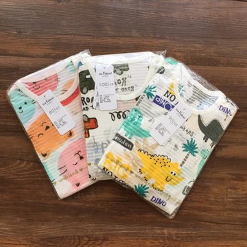 韓國正品男女兒童內衣套裝七分超薄竹節棉睡衣空調家居服