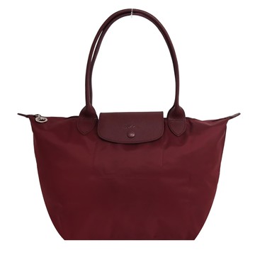 LONGCHAMP LE PLIAGE ONE系列長把尼龍單色摺疊水餃包(中/酒紅)