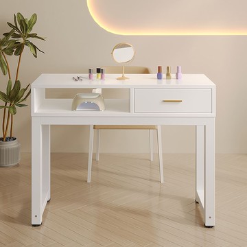 免運/可開票 新款網紅日式美甲桌三人雙人木質簡約雙層美甲店桌子特價收納儲物