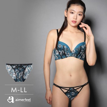 aimerfeel-黑白花卉蕾絲三角褲-藍綠色-1101721-BG