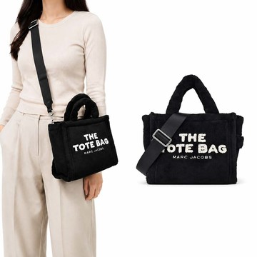 MARC JACOBS THE TERRY TOTE泰迪毛絨手提/斜背托特包-小/黑